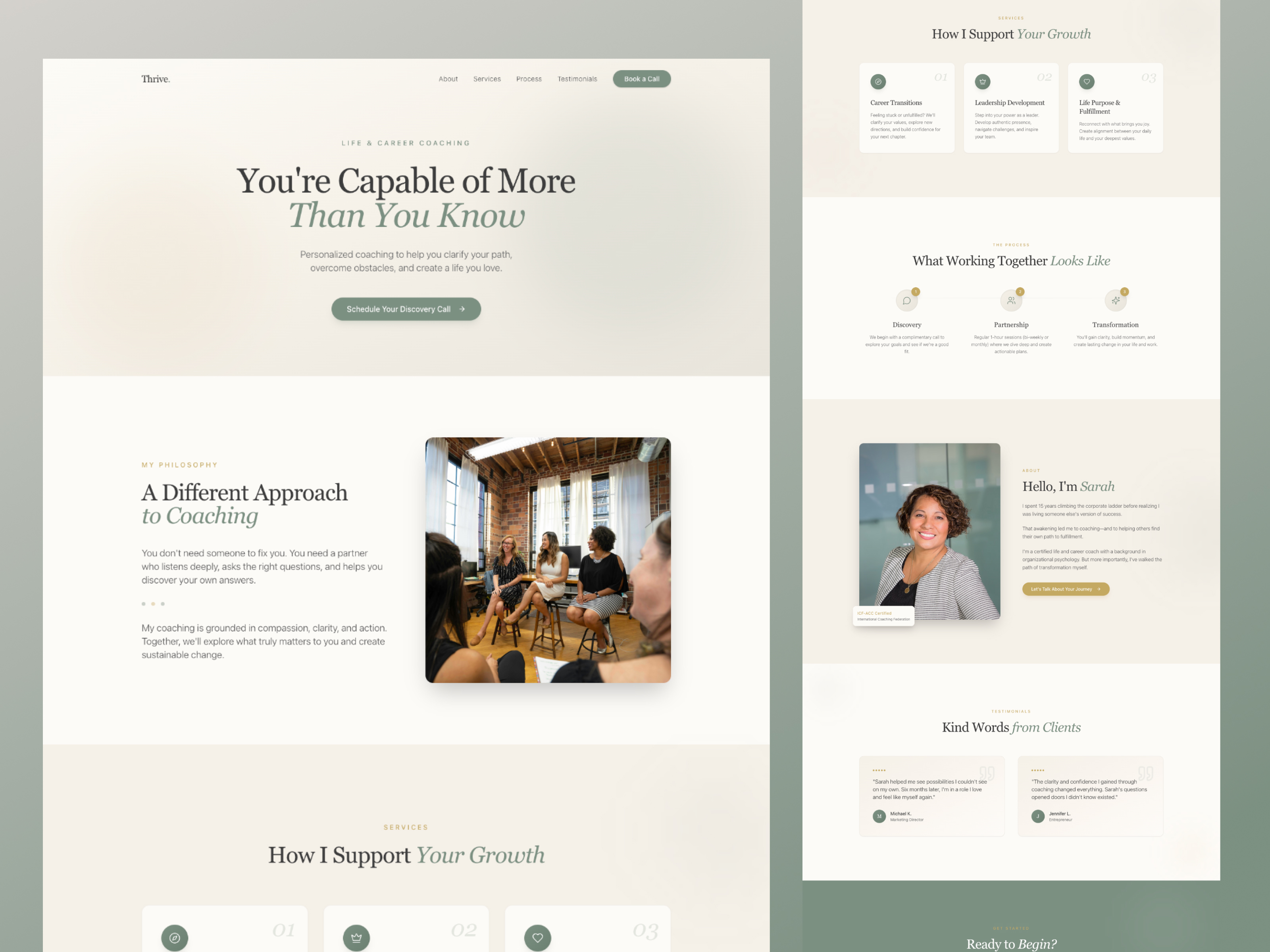 Website design example for a coaching website.